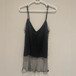 Zara beautiful black rhinestone mesh top s